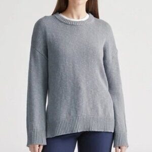 Quince Oversized Linen Cotton Crewneck size M Blue Grey